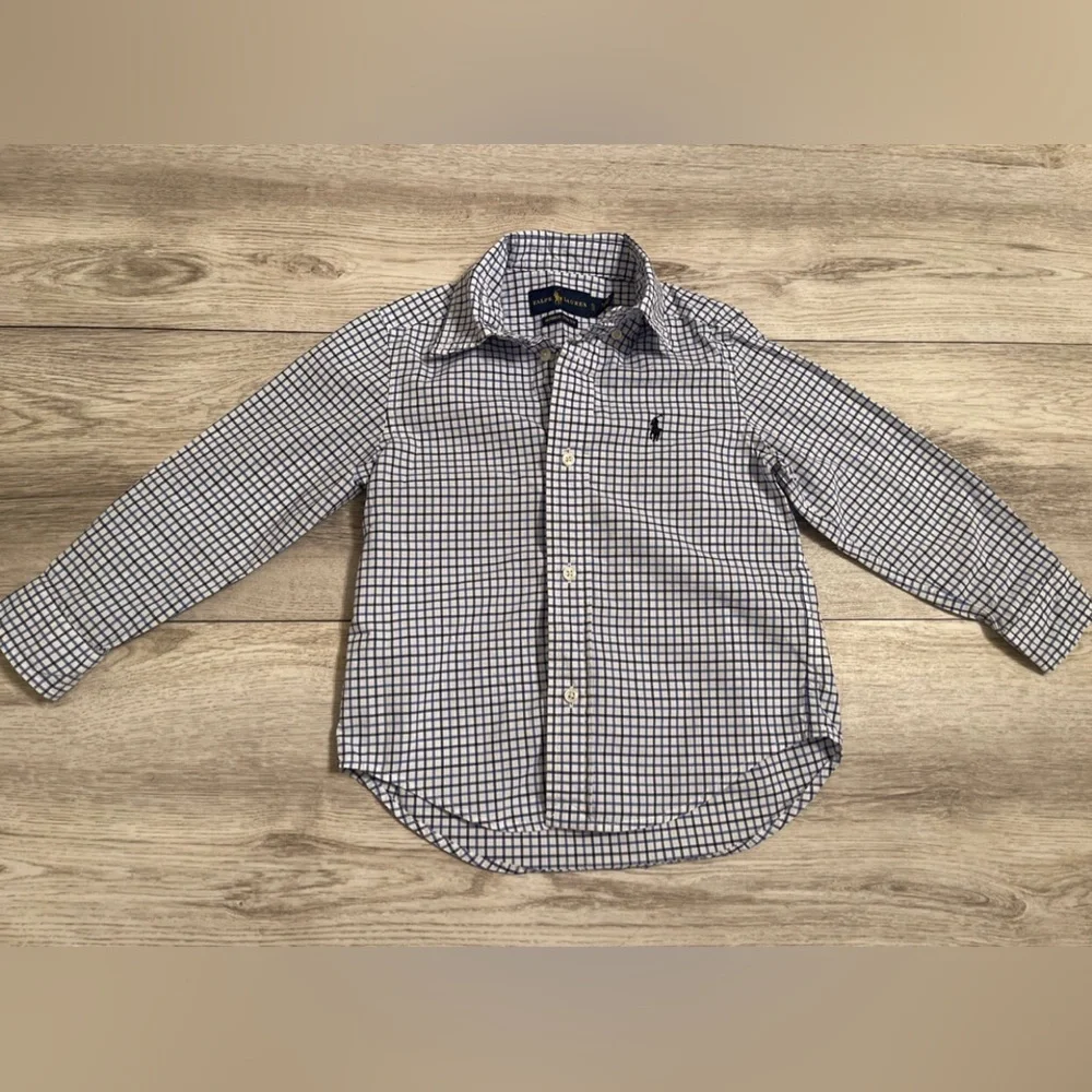 Ralph Lauren Natural Stretch Blue Button Up Shirt 3/3t